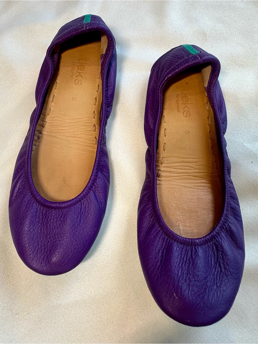 Tieks Purple Leather Ballet Flats with Teal Accent